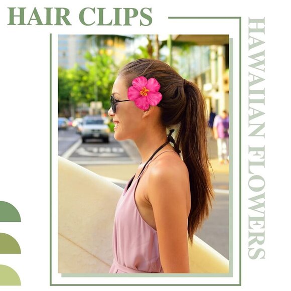 Hibiscus Hair Clips Hawaiian Flowers Assorted Colors Bridal Wedding Beach Decor
